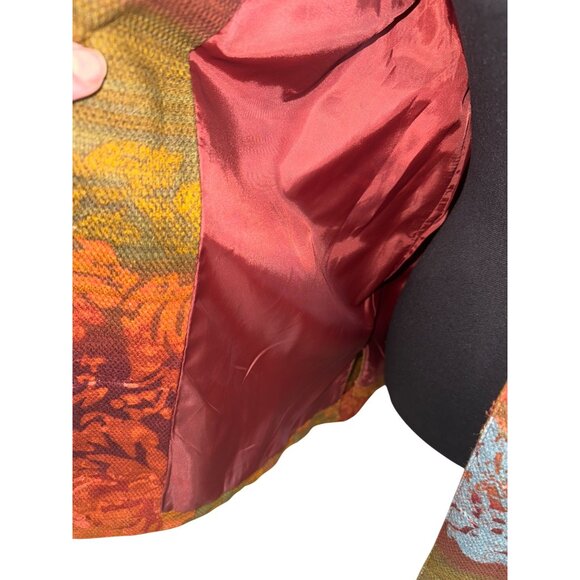 New Coldwater Creek Southwestern Artsy Multicolor Jacket L Linen Cardigan Office - Picture 8 of 9